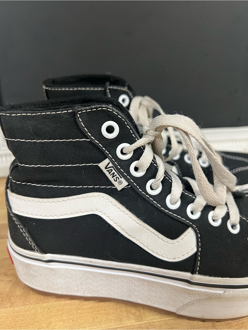 Vans Black and White Platform Sk8-Hi Sneakers - Picture 2 of 9